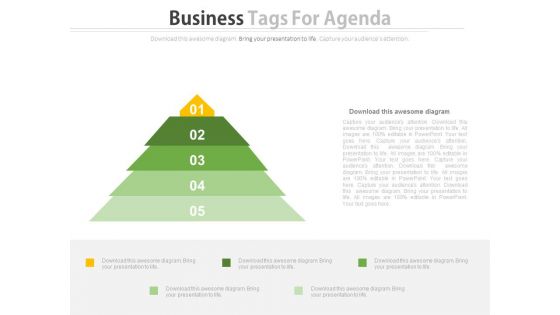 Triangle Of Five Business Steps Powerpoint Slides