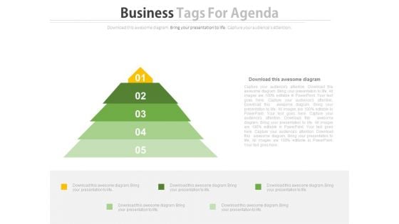 Triangle Of Five Business Steps Powerpoint Slides