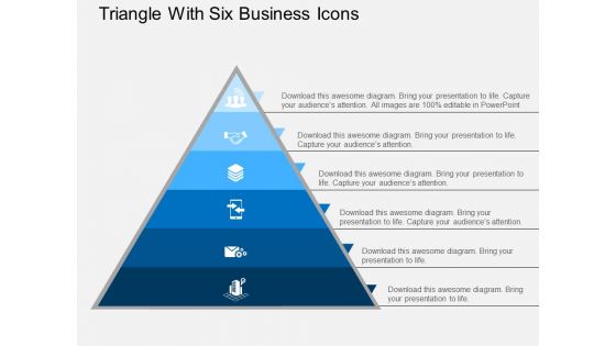 Triangle With Six Business Icons Powerpoint Templates