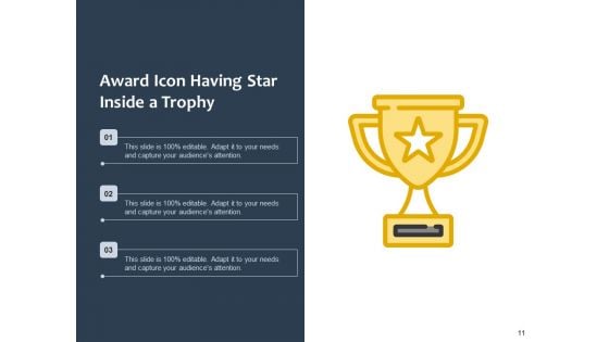 Trophy Icon Award Icon Circle Ppt PowerPoint Presentation Complete Deck