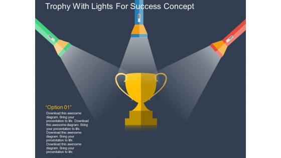 Trophy With Lights For Success Concept Powerpoint Template