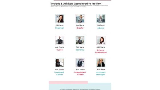 Trustees And Advisors Associated To The Firm One Pager Documents