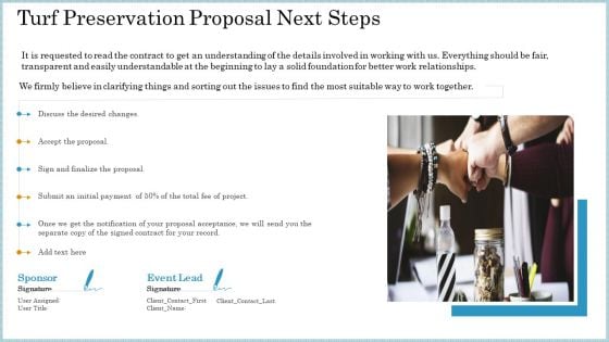 Turf Preservation Proposal Next Steps Ppt Inspiration Ideas PDF