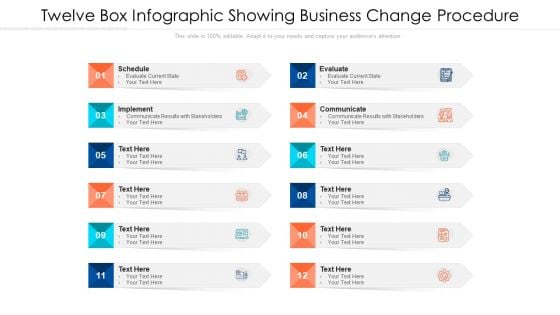 Twelve Box Infographic Showing Business Change Procedure Ppt PowerPoint Presentation File Background PDF