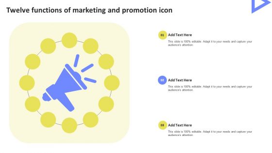 Twelve Functions Of Marketing And Promotion Icon Microsoft PDF