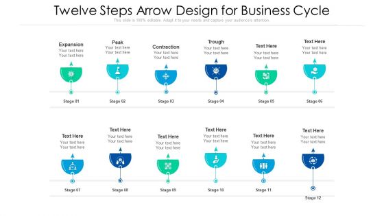 Twelve Steps Arrow Design For Business Cycle Ppt PowerPoint Presentation File Vector PDF