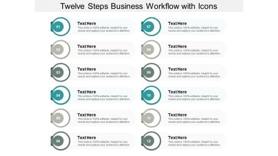 Twelve Steps Business Workflow With Icons Ppt PowerPoint Presentation Infographics Themes