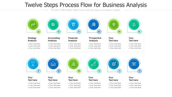 Twelve Steps Process Flow For Business Analysis Ppt PowerPoint Presentation File Designs PDF