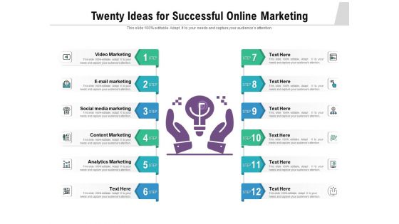 Twenty Ideas For Successful Online Marketing Ppt PowerPoint Presentation File Samples PDF