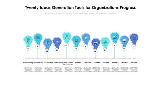 Twenty Ideas Generation Tools For Organizations Progress Ppt PowerPoint Presentation Styles Influencers PDF