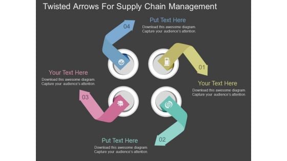 Twisted Arrows For Supply Chain Management Powerpoint Template Twisted Arrows For Supply Chain Management Powerpoint Template