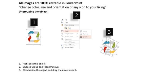 Twisted Arrows Tags With Icons Powerpoint Template