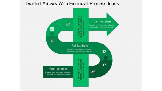 Twisted Arrows With Financial Process Icons Powerpoint Template