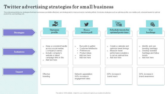 Twitter Advertising Strategies For Small Business Diagrams PDF Twitter Advertising Strategies For Small Business Diagrams PDF