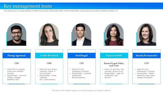 Twitter Company Summary Key Management Team Brochure PDF