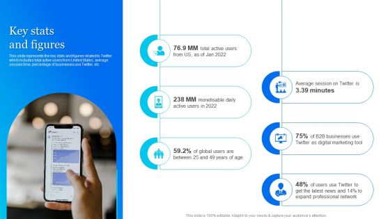 Twitter Company Summary Key Stats And Figures Icons PDF