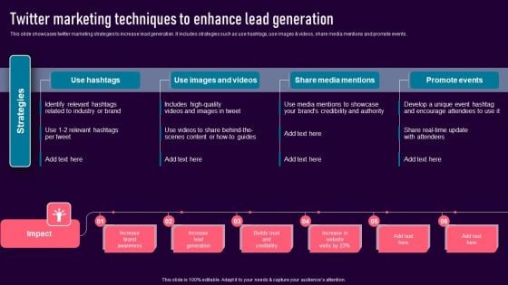 Twitter Marketing Techniques To Enhance Lead Generation Brochure PDF