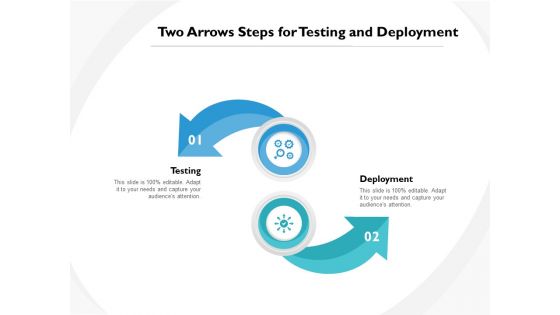 Two Arrows Steps For Testing And Deployment Ppt PowerPoint Presentation Gallery Design Inspiration PDF