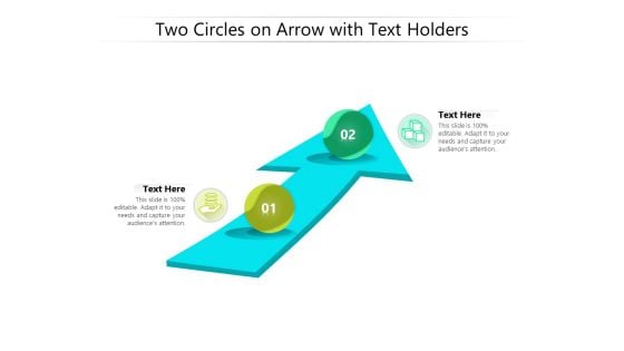 Two Circles On Arrow With Text Holders Ppt PowerPoint Presentation Portfolio Gridlines PDF