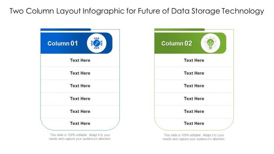 Two Column Layout Infographic For Future Of Data Storage Technology Ppt PowerPoint Presentation Show Slideshow PDF