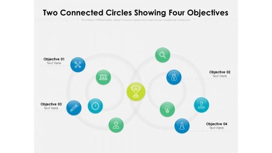 Two Connected Circles Showing Four Objectives Ppt PowerPoint Presentation Professional Graphics PDF