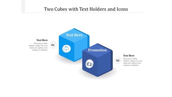 Two Cubes With Text Holders And Icons Ppt PowerPoint Presentation Layouts Outfit PDF