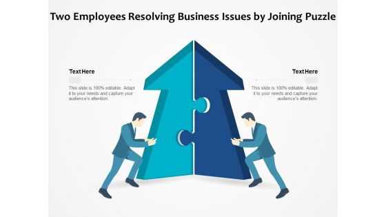 Two Employees Resolving Business Issues By Joining Puzzle Ppt PowerPoint Presentation File Graphics PDF