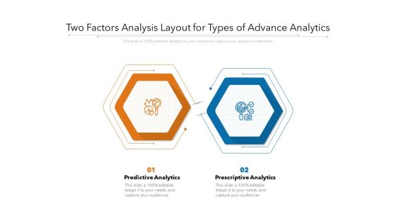 Two Factors Analysis Layout For Types Of Advance Analytics Ppt PowerPoint Presentation Summary Master Slide PDF