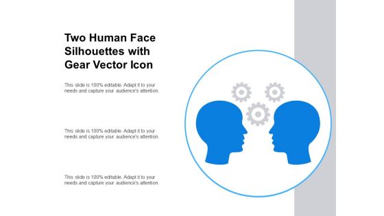 Two Human Face Silhouettes With Gear Vector Icon Ppt PowerPoint Presentation Infographics Sample PDF