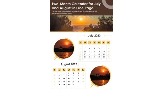 Two Month Calendar For July And August In One Page Done PDF Document PPT Template