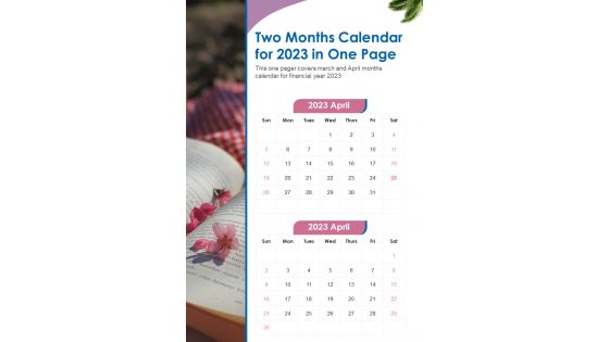 Two Months Calendar For 2023 In One Page Done PDF Document PPT Template