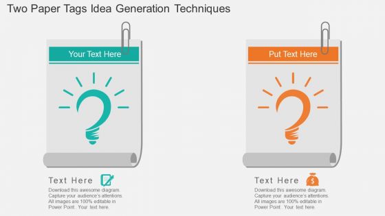 Two Paper Tags Idea Generation Techniques Powerpoint Template Two Paper Tags Idea Generation Techniques Powerpoint Template