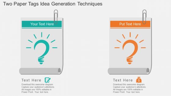 Two Paper Tags Idea Generation Techniques Powerpoint Template