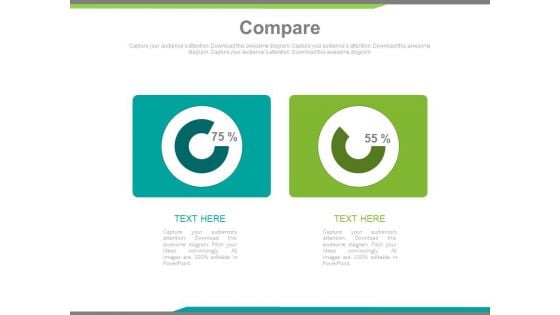 Two Percentage Values Comparison Charts Powerpoint Slides