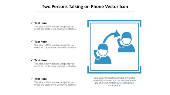 Two Persons Talking On Phone Vector Icon Ppt PowerPoint Presentation Portfolio Background Designs PDF