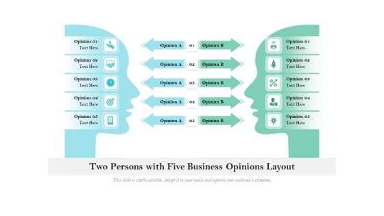 Two Persons With Five Business Opinions Layout Ppt PowerPoint Presentation Layouts Infographics PDF