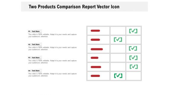 Two Products Comparison Report Vector Icon Ppt PowerPoint Presentation Professional Graphics Template PDF