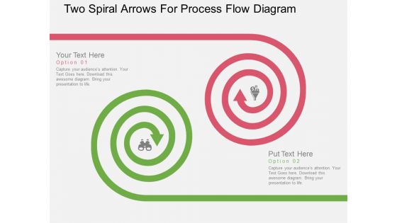 Two Spiral Arrows For Process Flow Diagram Powerpoint Template