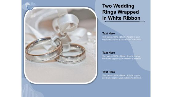 Two Wedding Rings Wrapped In White Ribbon Ppt PowerPoint Presentation Professional Summary PDF