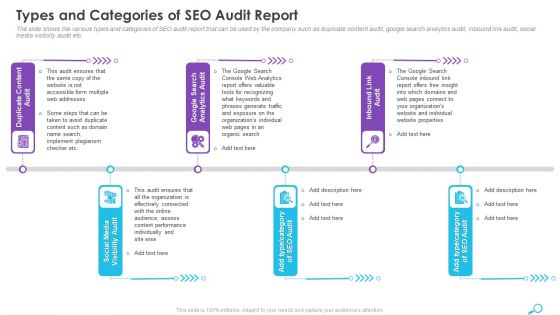 Types And Categories Of SEO Audit Report Ppt Summary Objects PDF