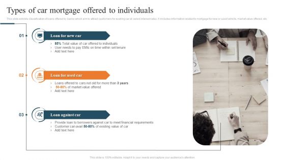 Types Of Car Mortgage Offered To Individuals Mockup PDF