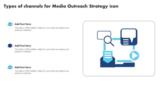 Types Of Channels For Media Outreach Strategy Icon Formats PDF