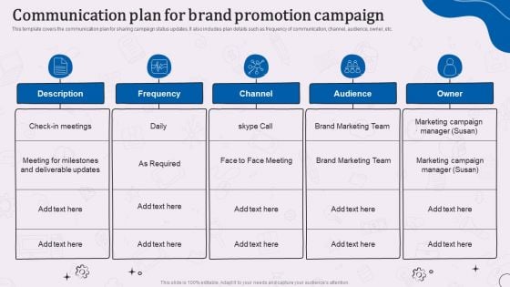 Types Of Corporate Communication Techniques Communication Plan For Brand Promotion Campaign Formats PDF