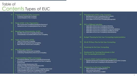 Types Of EUC Ppt PowerPoint Presentation Complete Deck With Slides