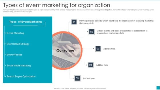 Types Of Event Marketing For Efficient B2B And B2C Marketing Techniques For Organization Background PDF