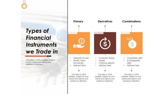 Types Of Financial Instruments We Trade In Ppt PowerPoint Presentation Model Slide Download