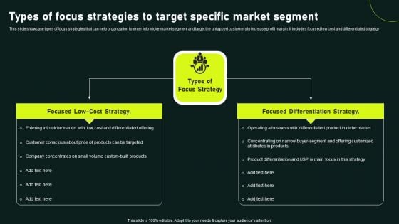 Types Of Focus Strategies To Target Specific Market Segment Gaining Competitive Advantage Formats PDF