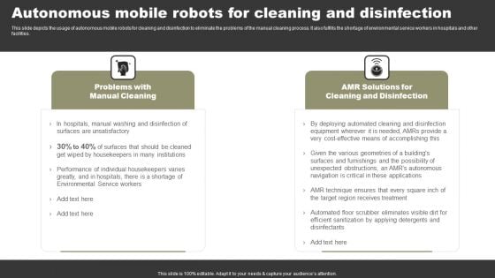 Types Of Independent Robotic System Autonomous Mobile Robots For Cleaning And Disinfection Themes PDF Types Of Independent Robotic System Autonomous Mobile Robots For Cleaning And Disinfection Themes PDF