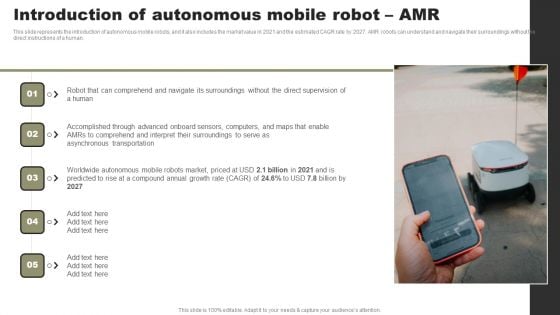 Types Of Independent Robotic System Introduction Of Autonomous Mobile Robot AMR Guidelines PDF