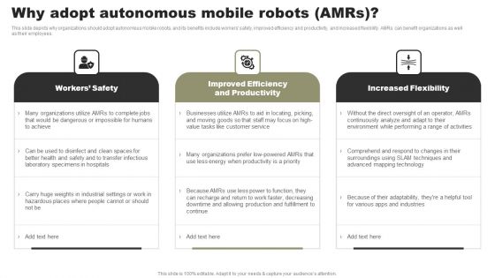 Types Of Independent Robotic System Why Adopt Autonomous Mobile Robots Amrs Microsoft PDF